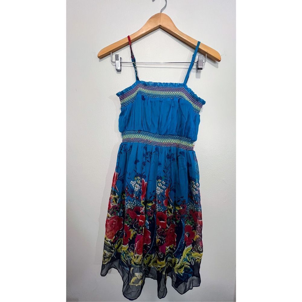Juniors Rebellion Teal Floral Dress Size Large